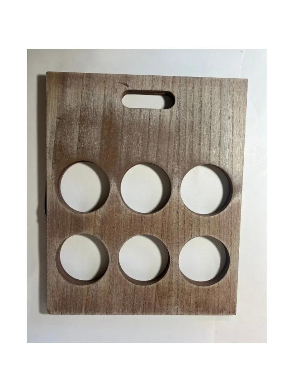 Rustic Wooden 6 Slot Beer Flight Taster Tray Folding Whitewash‎ Brown Wood